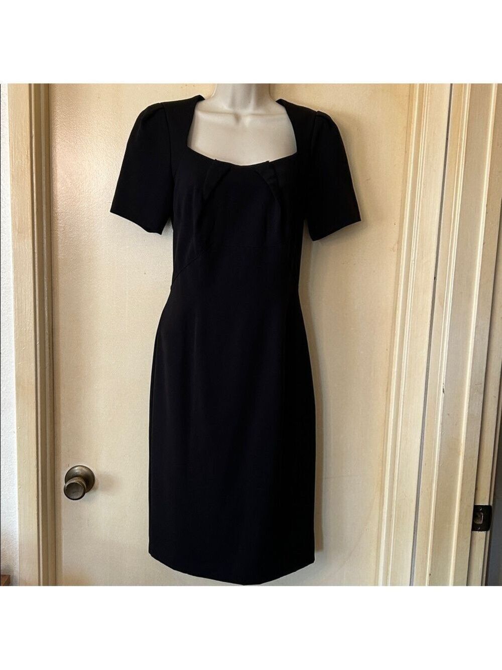 White House Black Market Black Square Neck Sheath Dress, Size 6